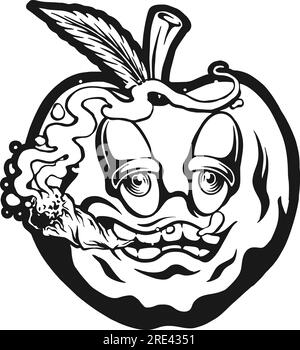 Jolie cerise fumée douce avec des illustrations vectorielles de silhouette de cannabis fumant pour votre logo de travail, t-shirt de marchandises, autocollants et dessins d'étiquettes, pos Illustration de Vecteur