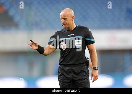 Gliwice, Pologne. 22 juillet 2023. Arbitre polonais Szymon Marciniak vu lors du match de football polonais PKO Ekstraklasa League 2023/2024 entre Piast Gliwice et Lech Poznan au stade Muncipal de Gliwice. Score final ; Piast Gliwice 1:2 Lech Poznan. Crédit : SOPA Images Limited/Alamy Live News Banque D'Images