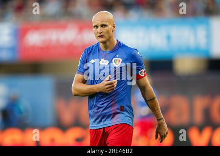 Gliwice, Pologne. 22 juillet 2023. Jakub Czerwinski de Piast Gliwice vu lors du match de football polonais PKO Ekstraklasa League 2023/2024 entre Piast Gliwice et Lech Poznan au stade Muncipal de Gliwice. Score final ; Piast Gliwice 1:2 Lech Poznan. Crédit : SOPA Images Limited/Alamy Live News Banque D'Images