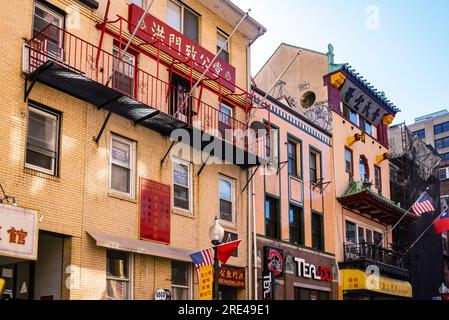 Le quartier historique de Chinatown dans le centre-ville de Boston, Massachusetts, États-Unis. Banque D'Images