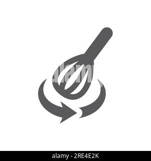 Icône de vecteur fouet métallique ou fouet d'œuf. Fouettement avec le symbole de flèche. Illustration de Vecteur