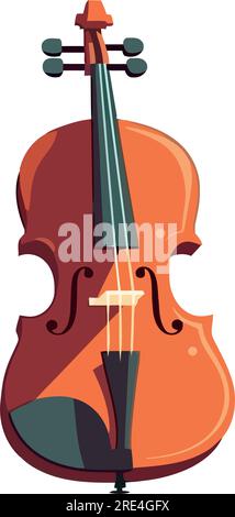 Design de violon en bois sur blanc Illustration de Vecteur