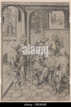 Christ à Emmaus c. 1480 Israhel van Meckenem (allemand, 1440/45–1503), gravure Banque D'Images