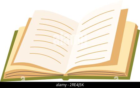 Agenda ou carnet avec des pages vides et propres, livre ouvert isolé. Publication ou magazine, encyclopédie ou volume avec des informations pour studyin Illustration de Vecteur