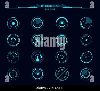 HUD cadres ronds numériques futuristes, frontières vectorielles de l'interface du moniteur, panneau de commande de visée et de cible. Frontières du cadre d'affichage tête haute de Sci Fi et de la conception d'interface utilisateur de jeu de tir, thèmes de technologie future Illustration de Vecteur