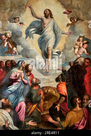 Ascensione di Cristo - olio su tela - Pietro Maria Bagnadore - fine XVI secolo - Brescia, chiesa di S.Maria del Carmine Banque D'Images