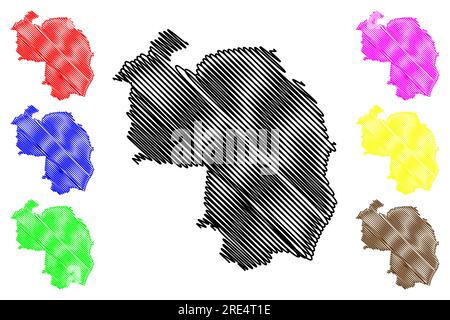 Carte du district non métropolitain de North Kesteven (Royaume-Uni de Grande-Bretagne et d'Irlande du Nord, comté cérémonial Lincolnshire ou Lincs, Angleterre) Illustration de Vecteur
