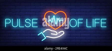 Enseigne néon Pulse of Life Illustration de Vecteur