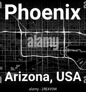 Carte de Phoenix, Arizona USA, affiche en noir et blanc Illustration de Vecteur