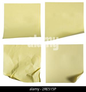 Papier de notes autocollantes jaunes sur fond blanc avec chemin de détourage Banque D'Images