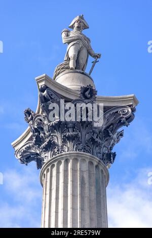 Colonne de Nelson (amiral Horatio Nelson), Trafalgar Square, Cité de Westminster, Grand Londres, Angleterre,Royaume-Uni Banque D'Images