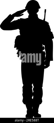 Silhouette de salut de soldat de l'armée militaire. Illustration vectorielle Illustration de Vecteur