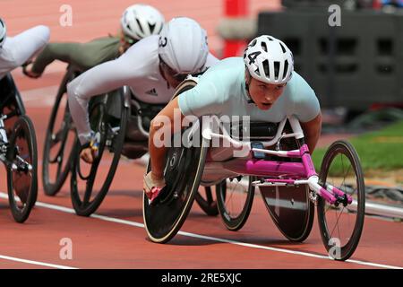 Sammi KINGHORN (Grande-Bretagne) en compétition dans la finale du 800m en fauteuil roulant féminin au 2023, IAAF Diamond League, Queen Elizabeth Olympic Park, Stratford, Londres, Royaume-Uni. Banque D'Images