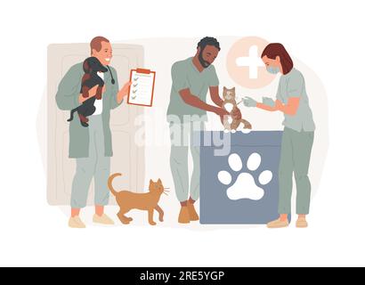 Illustration vectorielle de concept isolé de clinique vétérinaire. Hôpital vétérinaire, chirurgie, services de vaccination, clinique animale, soins médicaux pour animaux de compagnie, service vétérinaire, concept de vecteur d'équipement de diagnostic. Illustration de Vecteur