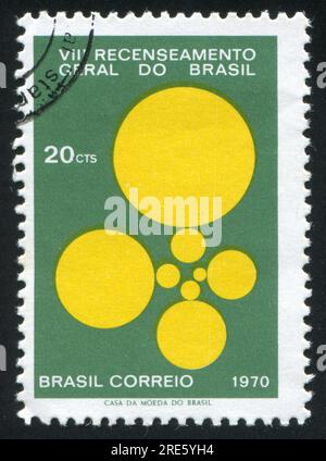 BRÉSIL - CIRCA 1970 : timbre imprimé par le Brésil, montre le symbole du recensement, circa 1970 Banque D'Images