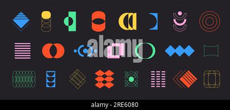 Collection de formes géométriques abstraites rétro Bauhaus Illustration de Vecteur