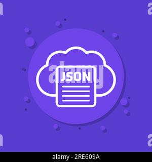 Fichier JSON, document dans une icône vecteur nuage Illustration de Vecteur