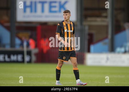 Scunthorpe, Royaume-Uni. 25 juillet 2023. Will Jarvis #36 de Hull City lors du match amical de pré-saison Scunthorpe United vs Hull City à Glanford Park, Scunthorpe, Royaume-Uni, le 25 juillet 2023 (photo de James Heaton/News Images) à Scunthorpe, Royaume-Uni le 7/25/2023. (Photo de James Heaton/News Images/Sipa USA) crédit : SIPA USA/Alamy Live News Banque D'Images