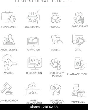 Cours d'études - éducation Master Set - icône stock comme fichier EPS 10 Illustration de Vecteur