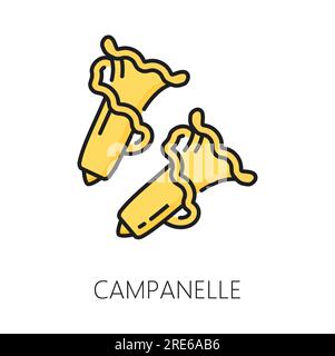 Icône de contour de couleur isolée des pâtes italiennes traditionnelles Campanelle. Vector cuisine méditerranéenne nourriture, type pâtes crues. Campanelle de pâte à whear Illustration de Vecteur