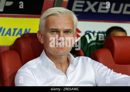 Kielce, Pologne. 24 juillet 2023. Xavier Dziekonski de Korona Kielce vu lors du match de football polonais PKO Ekstraklasa League 2023/2024 entre Korona Kielce et Slask Wroclaw au stade Kielce Suzuki Arena. Score final ; Korona Kielce 1:1 Slask Wroclaw. (Photo Grzegorz Wajda/SOPA Images/Sipa USA) crédit : SIPA USA/Alamy Live News Banque D'Images