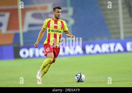 Kielce, Pologne. 24 juillet 2023. Ronaldo Deaconu de Korona Kielce vu en action lors du match de football polonais PKO Ekstraklasa League 2023/2024 entre Korona Kielce et Slask Wroclaw au stade Kielce Suzuki Arena. Score final ; Korona Kielce 1:1 Slask Wroclaw. (Photo Grzegorz Wajda/SOPA Images/Sipa USA) crédit : SIPA USA/Alamy Live News Banque D'Images