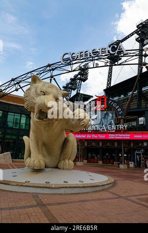 Comerica Park, le stade des Tigers de Detroit, l'équipe de la Ligue Majeure de Baseball au centre-ville de Detroit, dans le Michigan, USA Banque D'Images