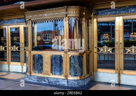 Billetterie et entrée au Fox Theater dans le centre-ville de Detroit Michigan USA. Banque D'Images