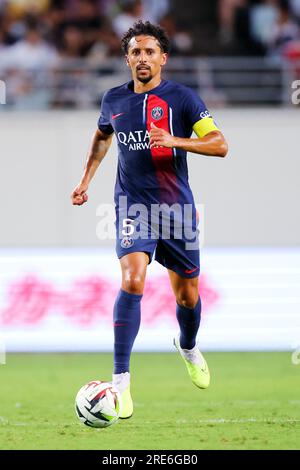 Osaka, Japon. 25 juillet 2023. Marquinhos (PSG) football/football : match amical entre le Paris Saint-Germain 0-0 Al-Nassr FC au Yanmar Stadium Nagai à Osaka, Japon . Crédit : Naoki Nishimura/AFLO SPORT/Alamy Live News Banque D'Images