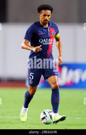 Osaka, Japon. 25 juillet 2023. Marquinhos (PSG) football/football : match amical entre le Paris Saint-Germain 0-0 Al-Nassr FC au Yanmar Stadium Nagai à Osaka, Japon . Crédit : Naoki Nishimura/AFLO SPORT/Alamy Live News Banque D'Images