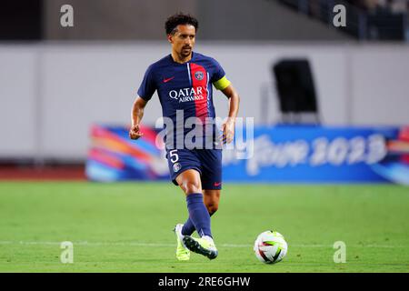 Osaka, Japon. 25 juillet 2023. Marquinhos (PSG) football/football : match amical entre le Paris Saint-Germain 0-0 Al-Nassr FC au Yanmar Stadium Nagai à Osaka, Japon . Crédit : Naoki Nishimura/AFLO SPORT/Alamy Live News Banque D'Images
