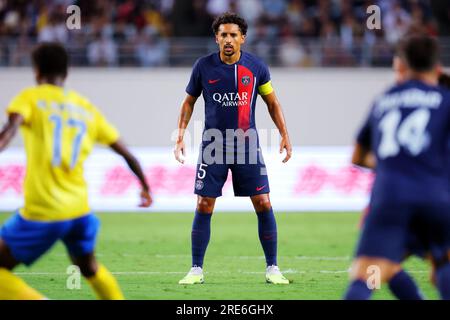 Osaka, Japon. 25 juillet 2023. Marquinhos (PSG) football/football : match amical entre le Paris Saint-Germain 0-0 Al-Nassr FC au Yanmar Stadium Nagai à Osaka, Japon . Crédit : Naoki Nishimura/AFLO SPORT/Alamy Live News Banque D'Images