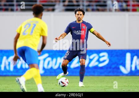 Osaka, Japon. 25 juillet 2023. Marquinhos (PSG) football/football : match amical entre le Paris Saint-Germain 0-0 Al-Nassr FC au Yanmar Stadium Nagai à Osaka, Japon . Crédit : Naoki Nishimura/AFLO SPORT/Alamy Live News Banque D'Images