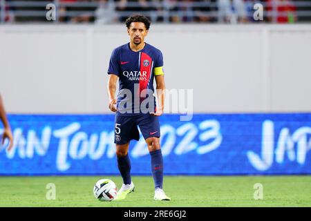 Osaka, Japon. 25 juillet 2023. Marquinhos (PSG) football/football : match amical entre le Paris Saint-Germain 0-0 Al-Nassr FC au Yanmar Stadium Nagai à Osaka, Japon . Crédit : Naoki Nishimura/AFLO SPORT/Alamy Live News Banque D'Images