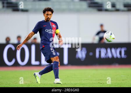 Osaka, Japon. 25 juillet 2023. Marquinhos (PSG) football/football : match amical entre le Paris Saint-Germain 0-0 Al-Nassr FC au Yanmar Stadium Nagai à Osaka, Japon . Crédit : Naoki Nishimura/AFLO SPORT/Alamy Live News Banque D'Images