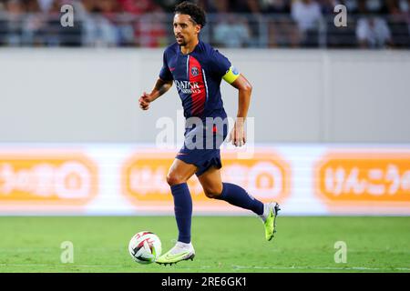 Osaka, Japon. 25 juillet 2023. Marquinhos (PSG) football/football : match amical entre le Paris Saint-Germain 0-0 Al-Nassr FC au Yanmar Stadium Nagai à Osaka, Japon . Crédit : Naoki Nishimura/AFLO SPORT/Alamy Live News Banque D'Images