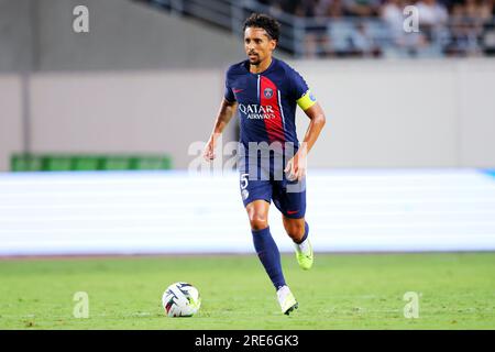 Osaka, Japon. 25 juillet 2023. Marquinhos (PSG) football/football : match amical entre le Paris Saint-Germain 0-0 Al-Nassr FC au Yanmar Stadium Nagai à Osaka, Japon . Crédit : Naoki Nishimura/AFLO SPORT/Alamy Live News Banque D'Images