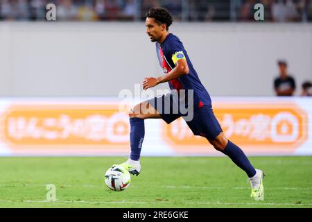 Osaka, Japon. 25 juillet 2023. Marquinhos (PSG) football/football : match amical entre le Paris Saint-Germain 0-0 Al-Nassr FC au Yanmar Stadium Nagai à Osaka, Japon . Crédit : Naoki Nishimura/AFLO SPORT/Alamy Live News Banque D'Images