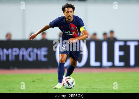 Osaka, Japon. 25 juillet 2023. Marquinhos (PSG) football/football : match amical entre le Paris Saint-Germain 0-0 Al-Nassr FC au Yanmar Stadium Nagai à Osaka, Japon . Crédit : Naoki Nishimura/AFLO SPORT/Alamy Live News Banque D'Images