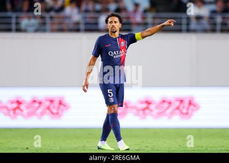 Osaka, Japon. 25 juillet 2023. Marquinhos (PSG) football/football : match amical entre le Paris Saint-Germain 0-0 Al-Nassr FC au Yanmar Stadium Nagai à Osaka, Japon . Crédit : Naoki Nishimura/AFLO SPORT/Alamy Live News Banque D'Images