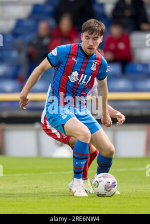 Caledonian Stadium, Inverness, Royaume-Uni. 25 juillet 2023. C'est de l'égalité de la Viaplay Cup entre l'Inverness Caledonian Thistle FC (ICT) et l'Airdrieonians FC. CONTENU DE L'IMAGE:- TIC - Jake Davidson crédit : Jasperimage/Alamy Live News Banque D'Images