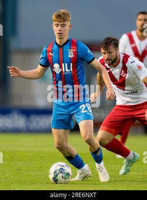 Caledonian Stadium, Inverness, Royaume-Uni. 25 juillet 2023. C'est de l'égalité de la Viaplay Cup entre l'Inverness Caledonian Thistle FC (ICT) et l'Airdrieonians FC. CONTENU DE L'IMAGE:- TIC - Keith Bray crédit : Jasperimage/Alamy Live News Banque D'Images