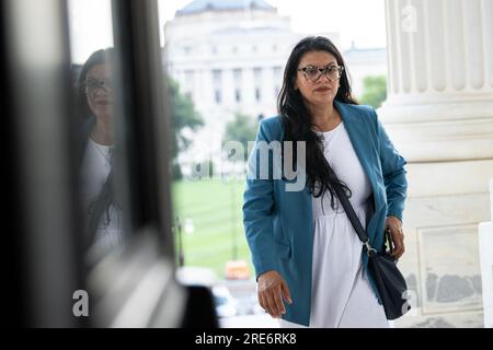 Washington, États-Unis. 25 juillet 2023. La représentante Rashida Tlaib (D-MI) entre aux États-Unis Capitol, à Washington, DC, le mardi 25 juillet, 2023. (Graeme Sloan/Sipa USA) crédit : SIPA USA/Alamy Live News Banque D'Images