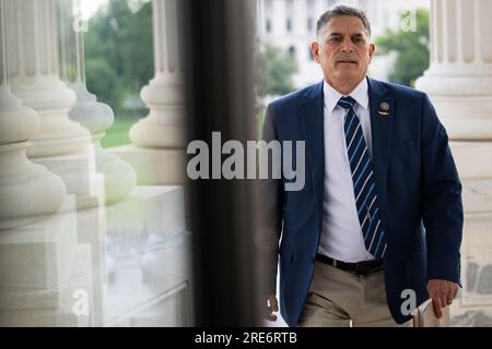 Washington, États-Unis. 25 juillet 2023. Le représentant Andrew Clyde (R-GA) entre aux États-Unis Capitol, à Washington, DC, le mardi 25 juillet, 2023. (Graeme Sloan/Sipa USA) crédit : SIPA USA/Alamy Live News Banque D'Images