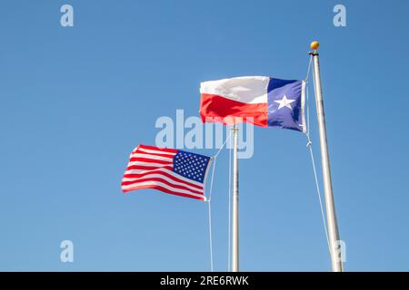 Drapeau des États-Unis et du Texas Banque D'Images