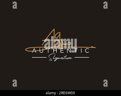 Modèle de logo de signature AQ Vector. Illustration de Vecteur