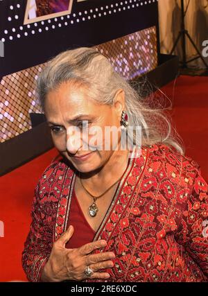 Mumbai, Inde. 25 juillet 2023. L'actrice et politicienne Bollywood Jaya Bachchan est vue à la projection du prochain film 'Rocky Aur Rani Kii Prem Kahaani' à Mumbai. Le film sortira en salles le 28 juillet 2023. Crédit : SOPA Images Limited/Alamy Live News Banque D'Images