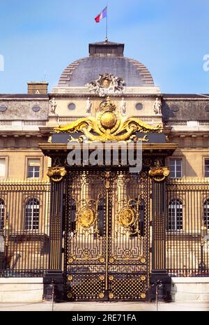 Palais de Justice Paris, porte d'entrée est du palais de justice historique Ile de la Cité, capitale, France, Europe Banque D'Images