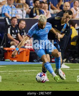 CHESTER, PA, USA - 15 JUILLET 2023 : Match MLS entre Philadelphia Union et NYCFC au Subaru Park. Banque D'Images