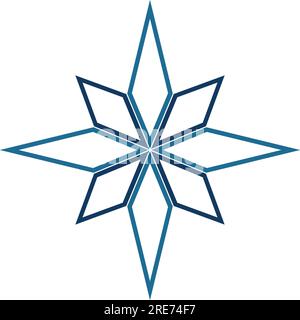 Une rose de boussole dans un contour bleu bicolore Illustration de Vecteur